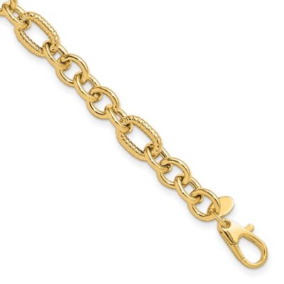 Belk & Co 14K Yellow Gold Polished and Textured 7.5-inch Fancy Bracelet