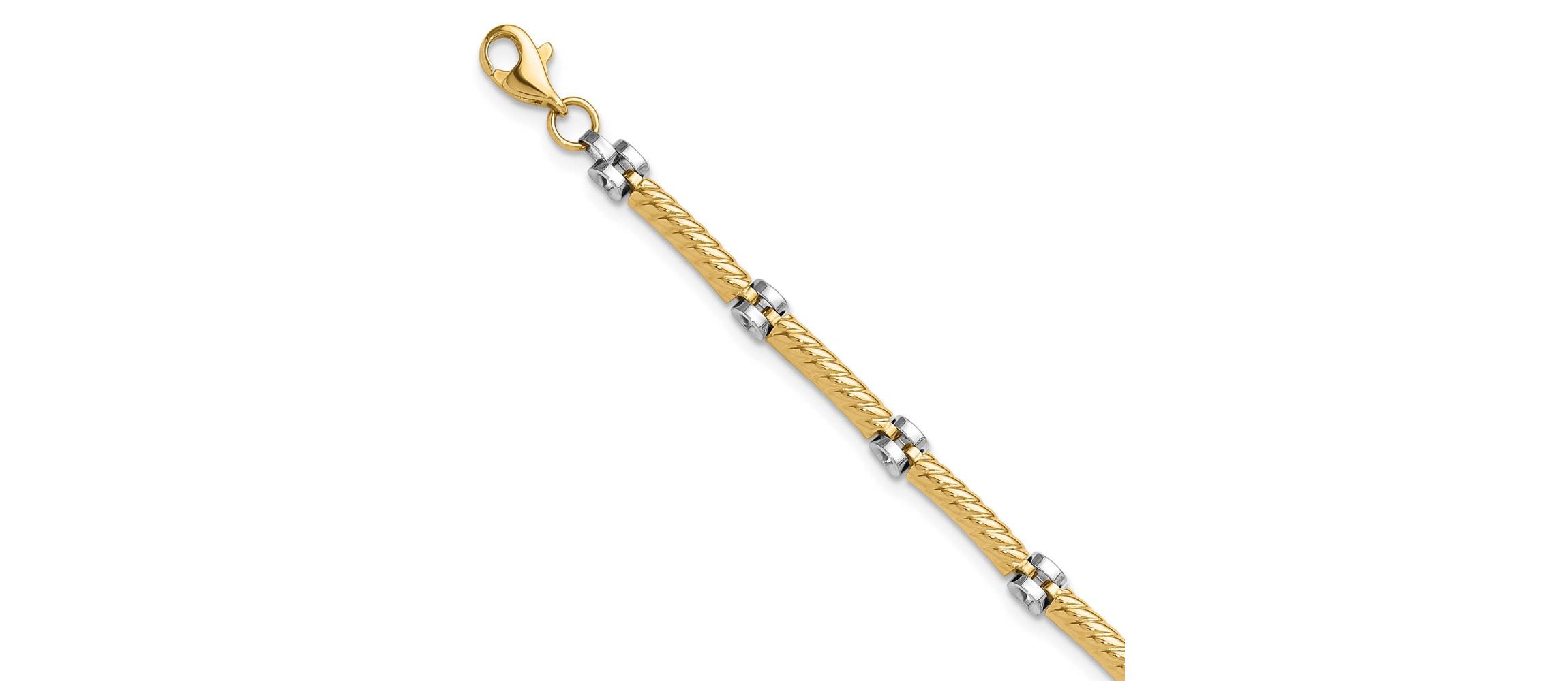 14K Two-tone Polished Fancy Link Bracelet
