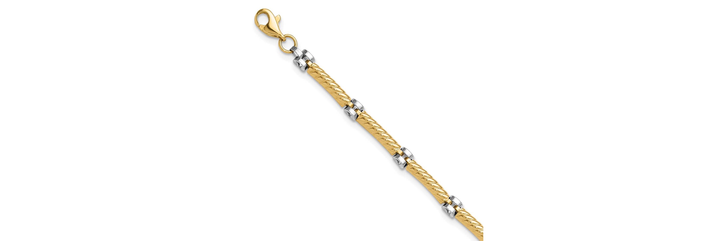 14K Two-tone Polished Fancy Link Bracelet