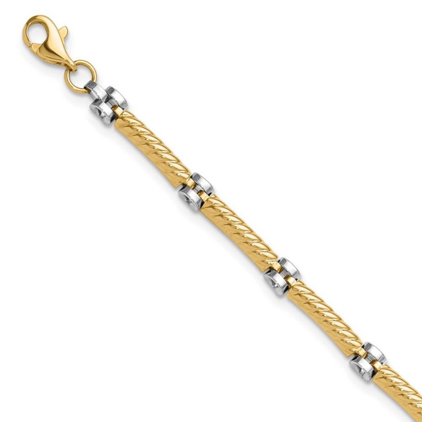14K Two-tone Polished Fancy Link Bracelet
