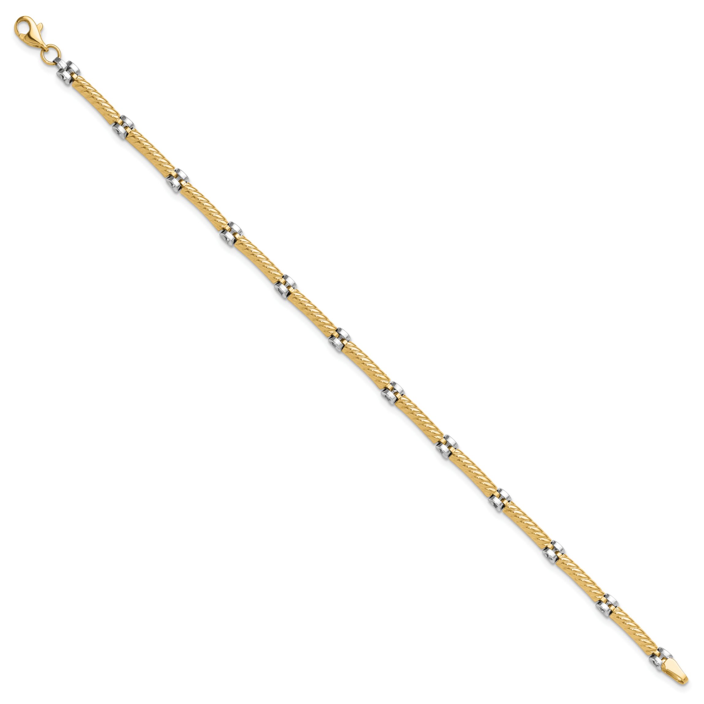 14K Two-tone Polished Fancy Link Bracelet
