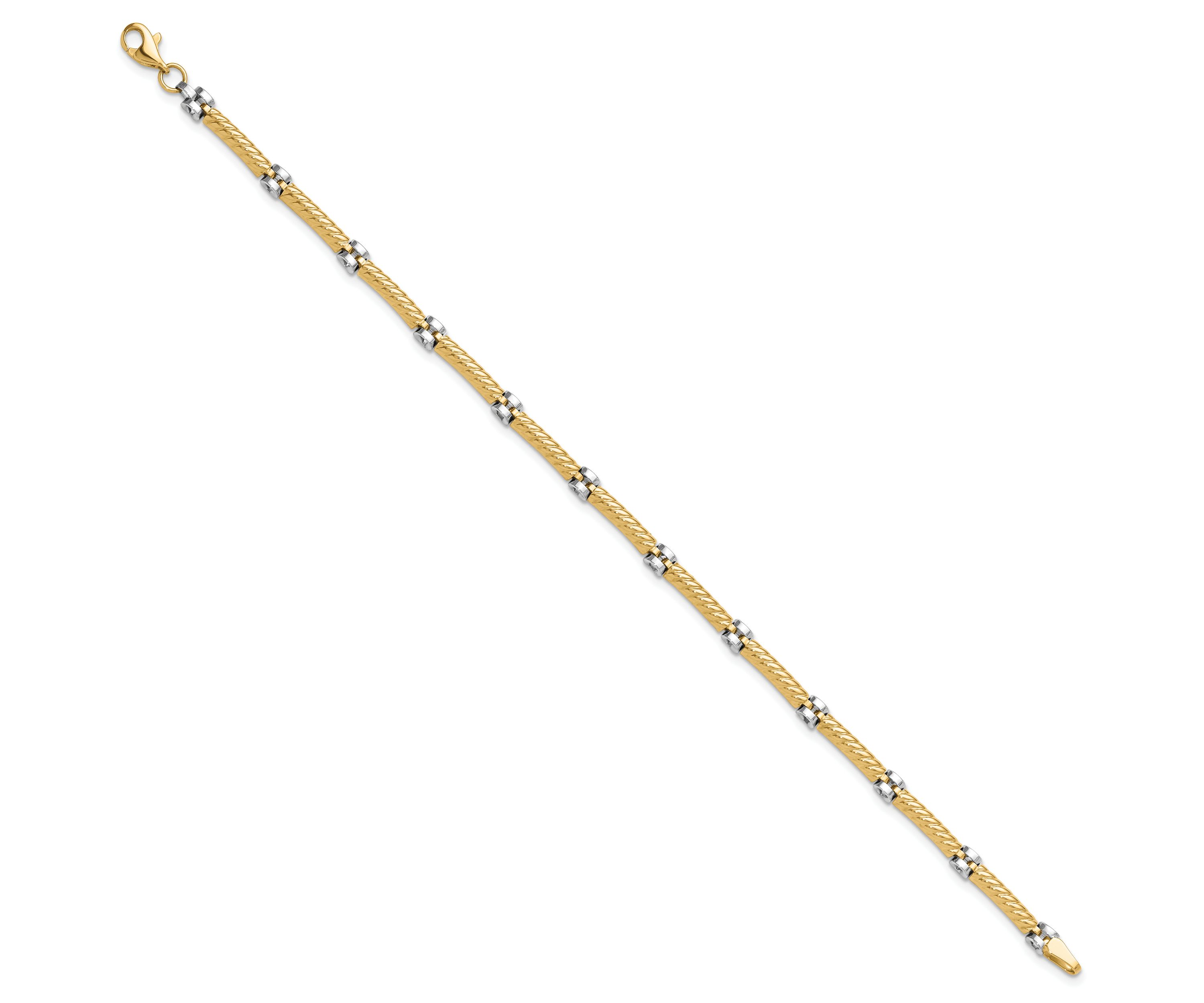 14K Two-tone Polished Fancy Link Bracelet