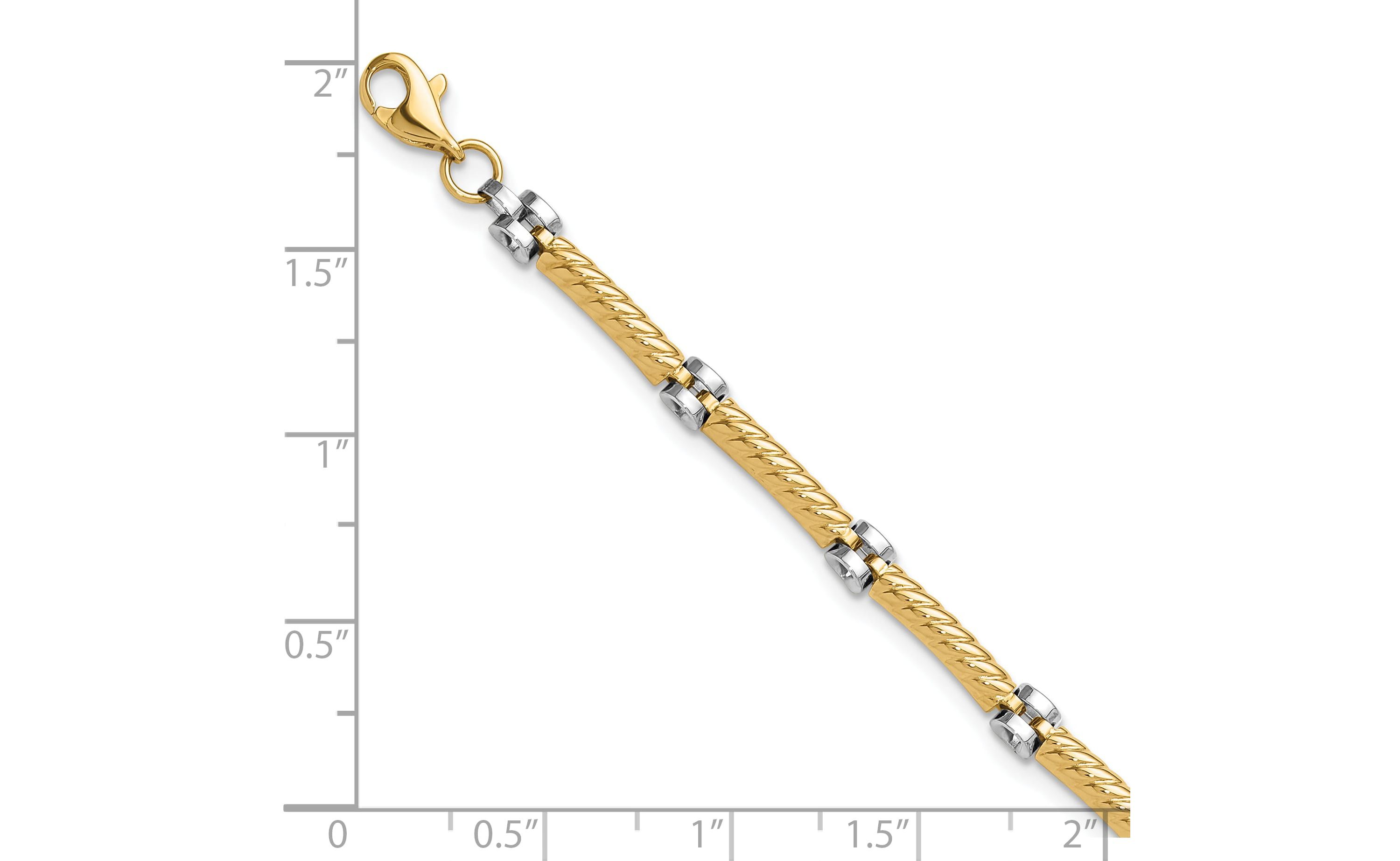 14K Two-tone Polished Fancy Link Bracelet