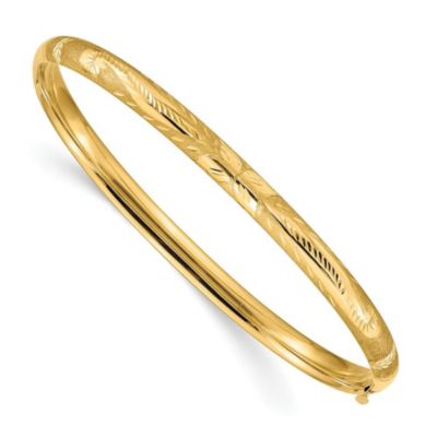 Belk & Co 14K Yellow Gold 3/16 Florentine Hinged Bangle Bracelet