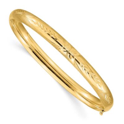 Belk & Co 14K Yellow Gold 4/16 Florentine Hinged Bangle Bracelet