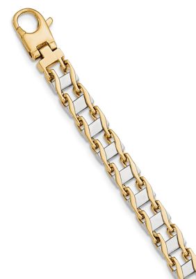 Belk & Co Mens 14K Two-tone Gold 7.5 Millimeter Hand-Polished Fancy Link Bracelet