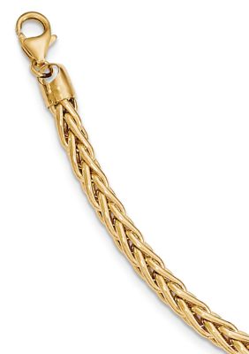 Belk & Co Mens 14K Yellow Gold Polished 8.5-Inch Wheat Chain Bracelet