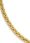 Mens 14K Yellow Gold Polished 8.5-Inch Wheat Chain Bracelet