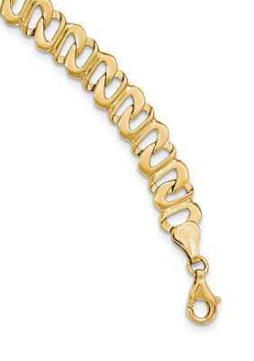 Belk & Co Mens 14K Yellow Gold Polished and Textured Link Bracelet
