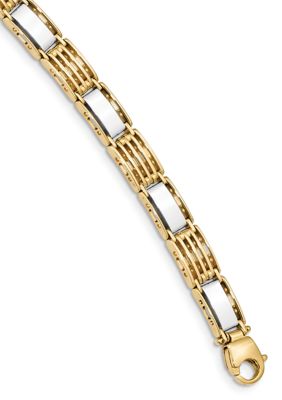 Belk & Co Mens 14K Two-tone Gold High Polished 8.5-Inch Link Bracelet