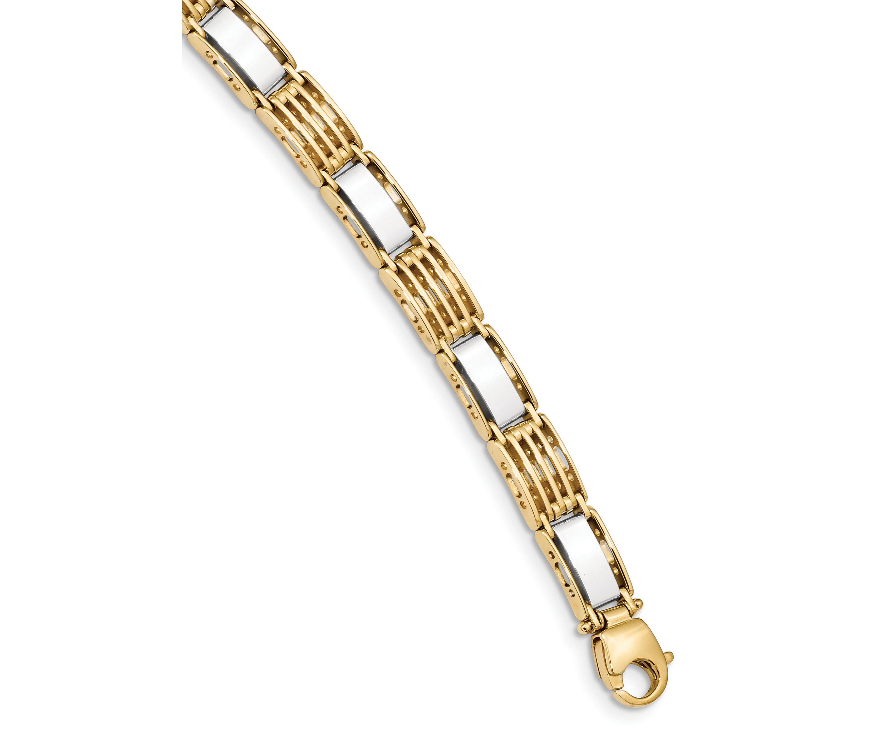Mens 14K Two-tone Gold High Polished 8.5-Inch Link Bracelet