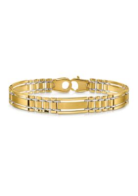 Belk & Co Mens 14K Two-tone Gold Polished and Satin 8.5-Inch Link Bracelet, Yellow