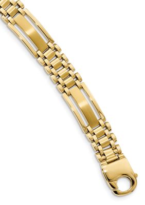 Belk & Co Mens 14K Yellow Gold Polished and Satin 8.75 Inch Link Bracelet