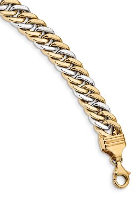 Belk & Co Mens 14K Two-tone Gold 8-Inch Curb Link Bracelet