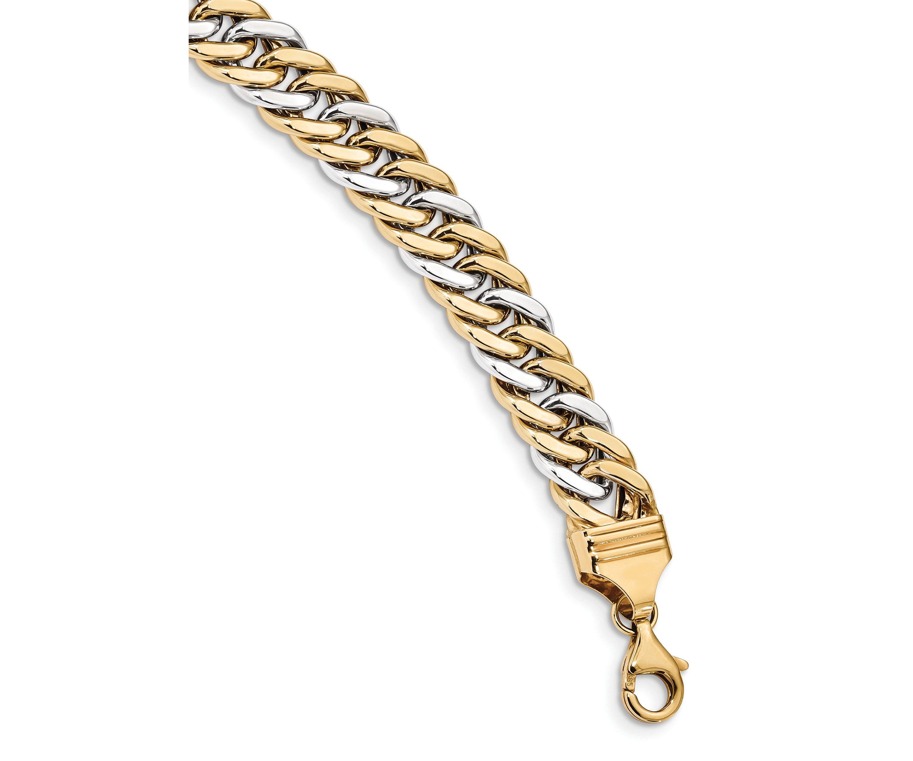 Mens 14K Two-tone Gold 8-Inch Curb Link Bracelet