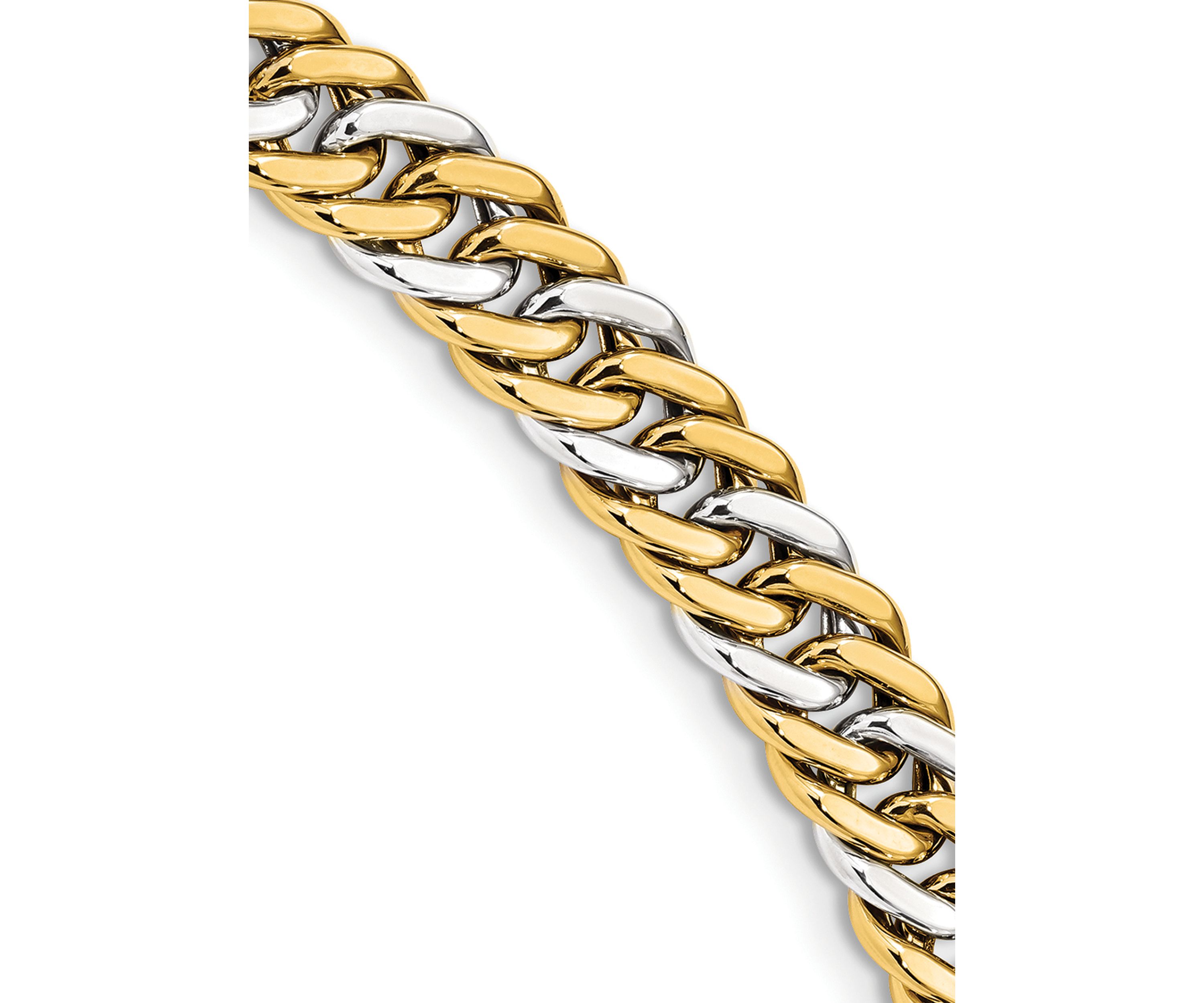 Mens 14K Two-tone Gold 8-Inch Curb Link Bracelet