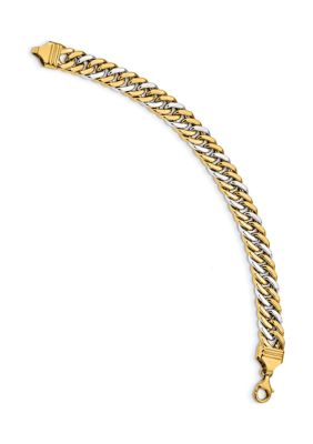 Mens 14K Two-tone Gold 8-Inch Curb Link Bracelet
