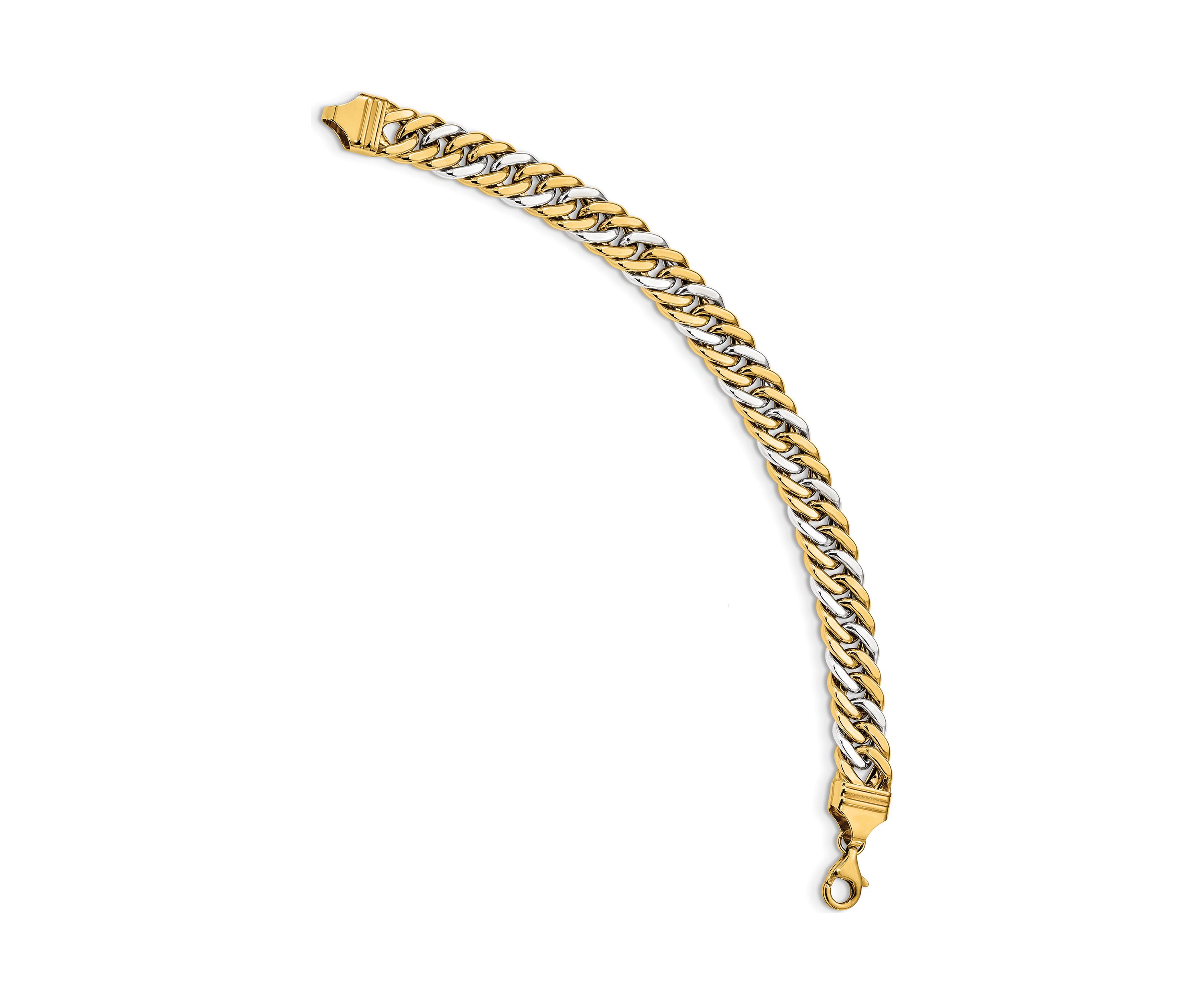 Mens 14K Two-tone Gold 8-Inch Curb Link Bracelet