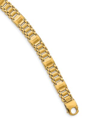 Belk & Co Mens 14k Yellow Gold Satin and Polished Link Bracelet