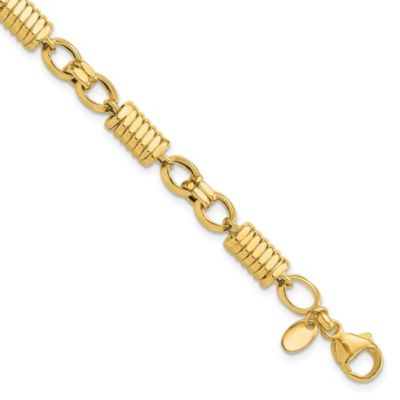 Belk & Co 14K Yellow Gold Polished and Grooved Fancy Link Men's Bracelet