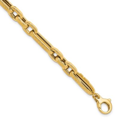 Belk & Co Men's 14K Yellow Gold Polished and Textured Design Fancy Link Bracelet
