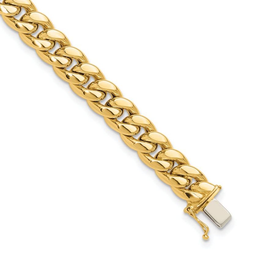 14K Two-tone Polished Curb Link Mens Bracelet