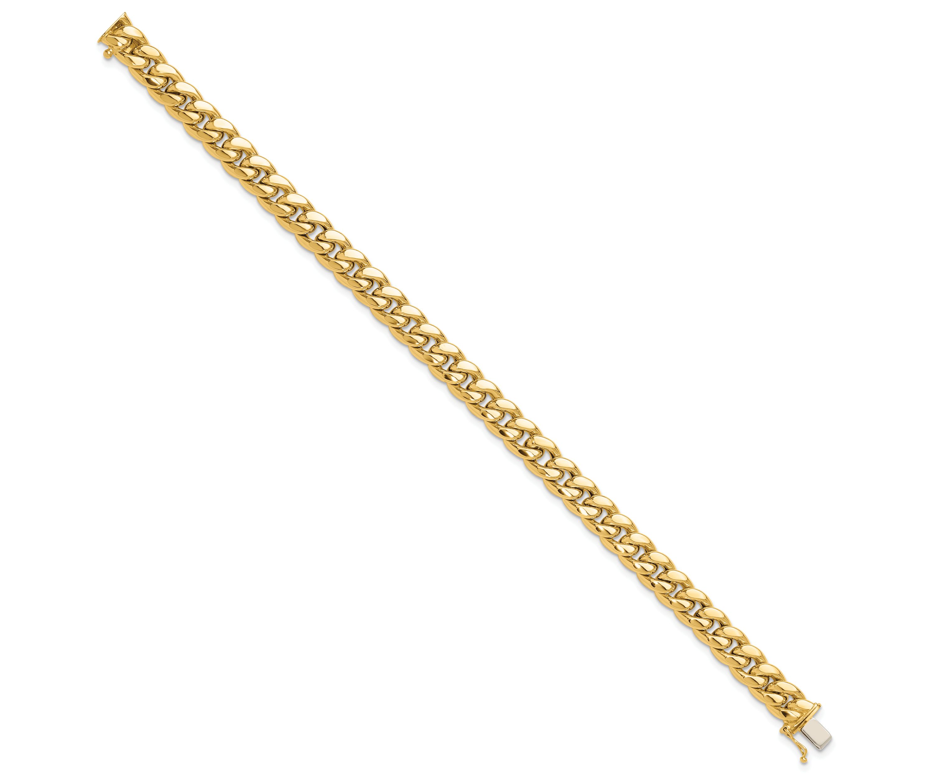14K Two-tone Polished Curb Link Mens Bracelet