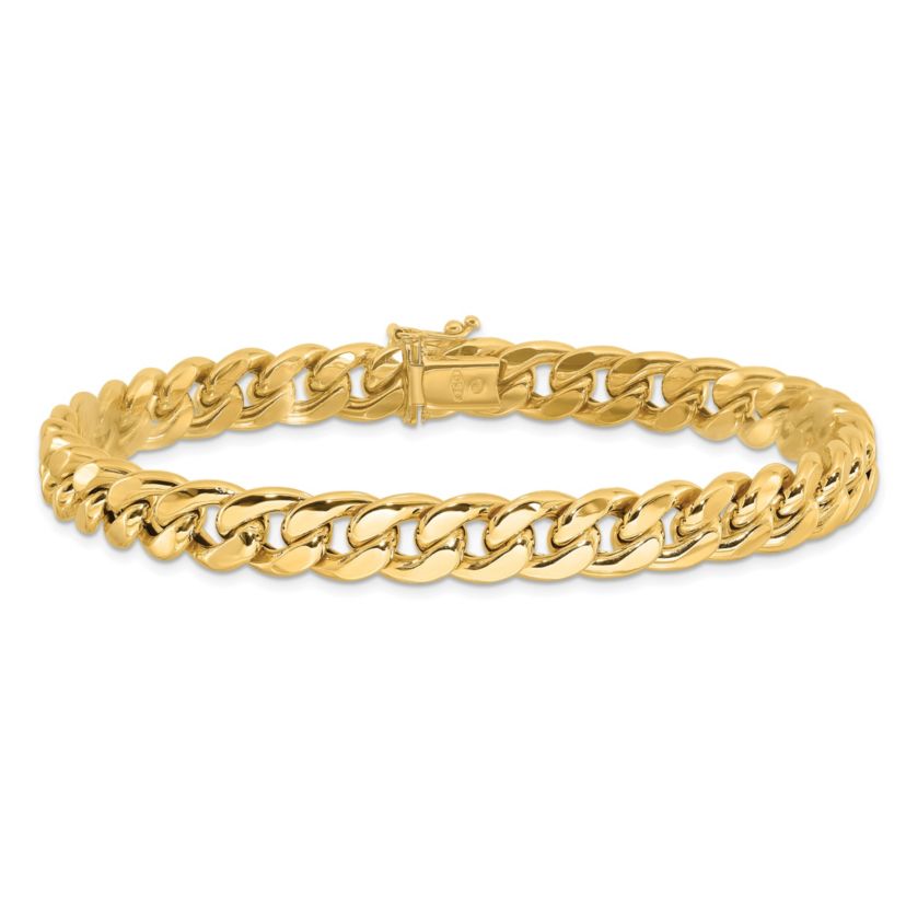 14K Two-tone Polished Curb Link Mens Bracelet