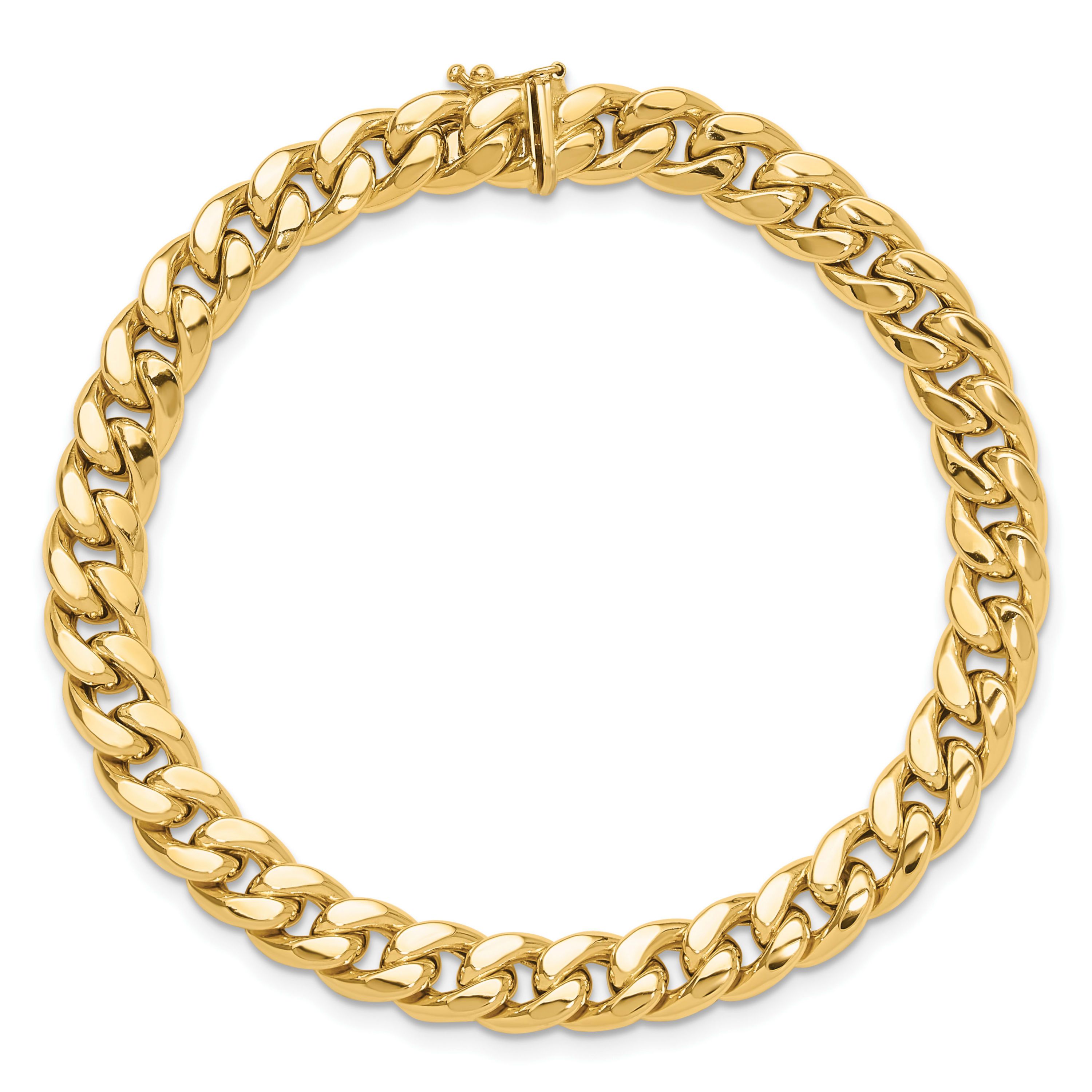 14K Two-tone Polished Curb Link Mens Bracelet