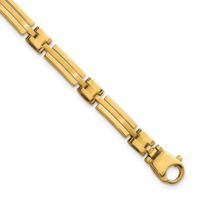 Belk & Co 14K Yellow Gold Polished and Brushed 5mm Fancy Link Bracelet, 8 in