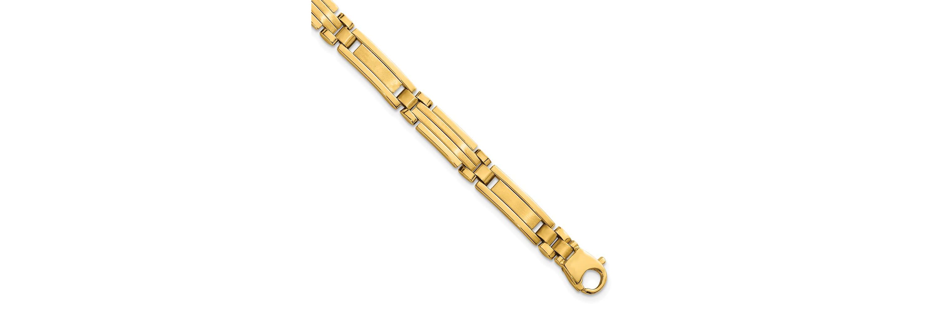14K Yellow Gold Polished and Brushed Fancy Multi Link Bracelet