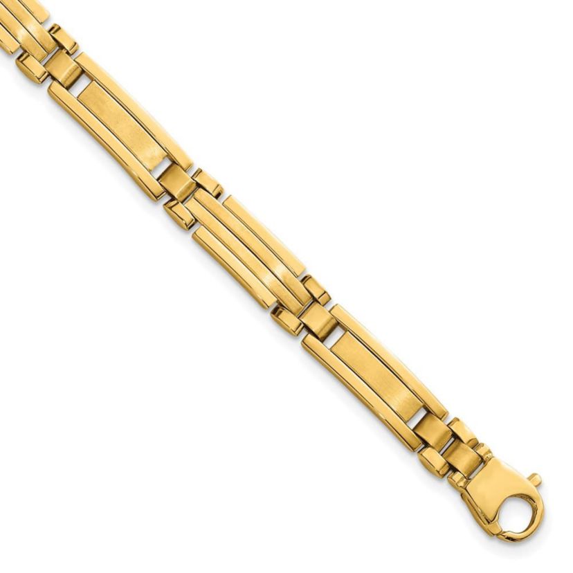 14K Yellow Gold Polished and Brushed Fancy Multi Link Bracelet