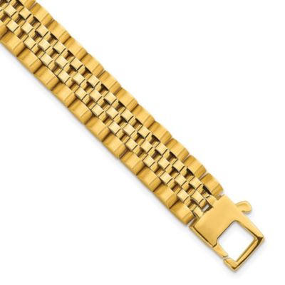 Belk & Co 14K Yellow Gold Brushed and Polished Fancy Link 12mm Men's Bracelet, 8.5 in
