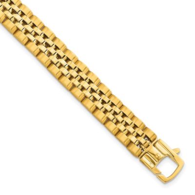 Belk & Co 14K Yellow Gold Brushed and Polished Fancy Link 10mm Men's Bracelet, 8.5 in