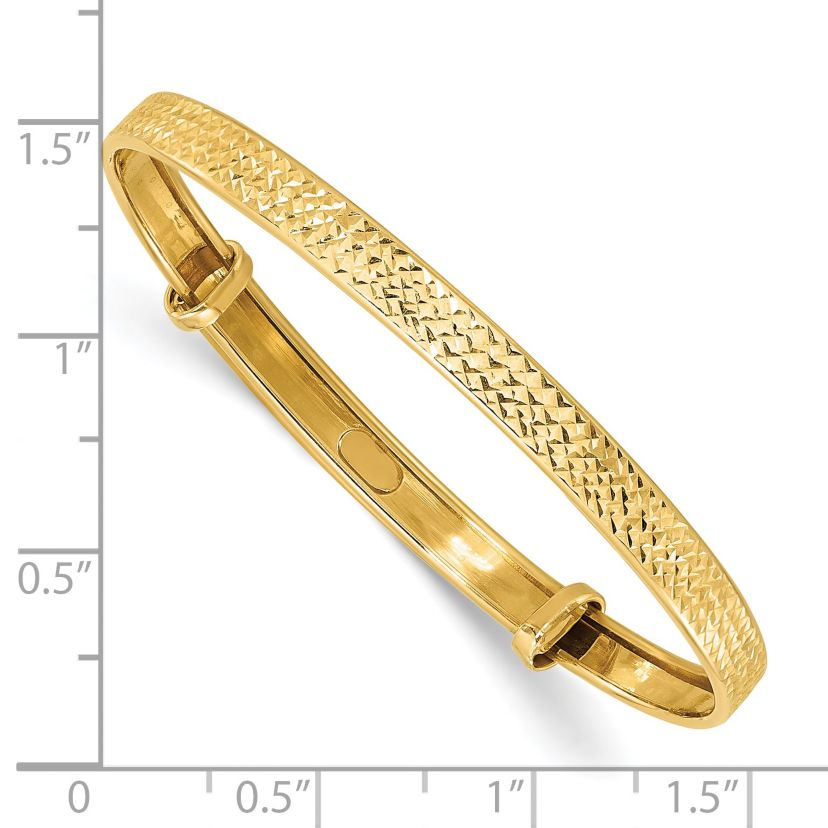 14K Yellow Gold Polished Diamond-cut Flexible Baby Bangle