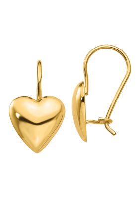 Belk & Co 14K Yellow Gold Polished 11.5 Millimeter Puffed Heart Kidney Wire Earrings
