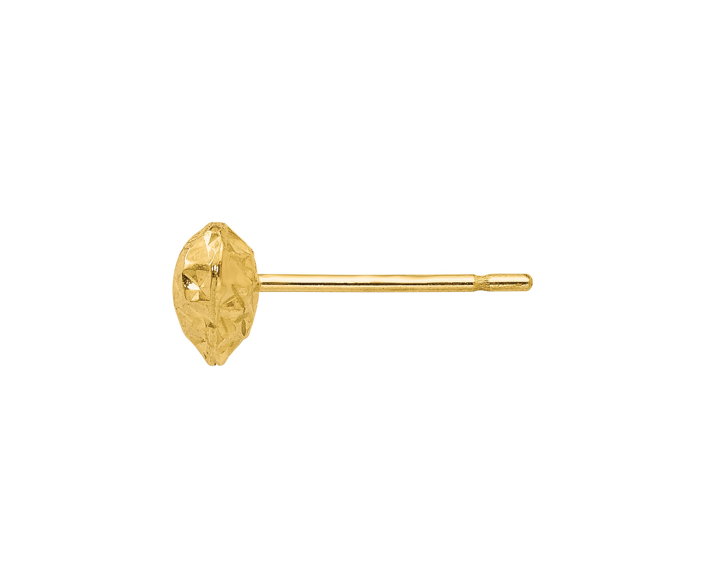 14K Yellow Gold Diamond Cut Puffed Heart Post Earrings