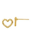 14K Yellow Gold Heart Post Earrings