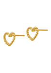 14K Yellow Gold Heart Post Earrings