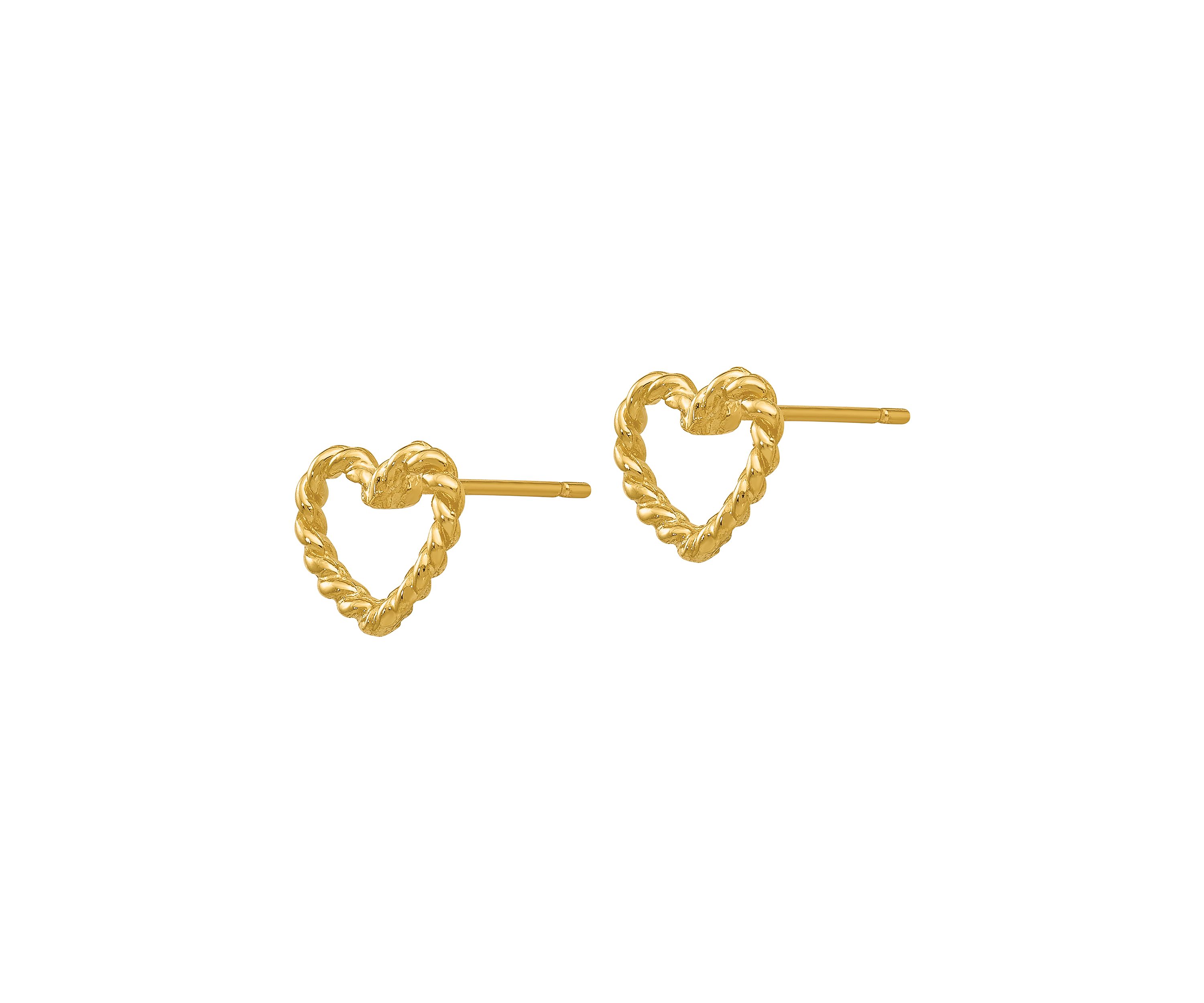 14K Yellow Gold Heart Post Earrings