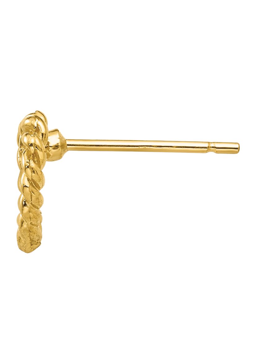 14K Yellow Gold Heart Post Earrings