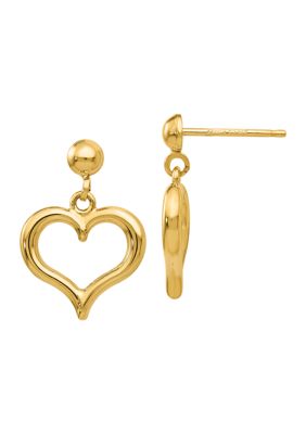 Belk & Co 14K Yellow Gold Polished Heart Post Dangle Earrings