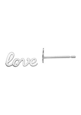 14K White Gold Polished Love Post Earrings