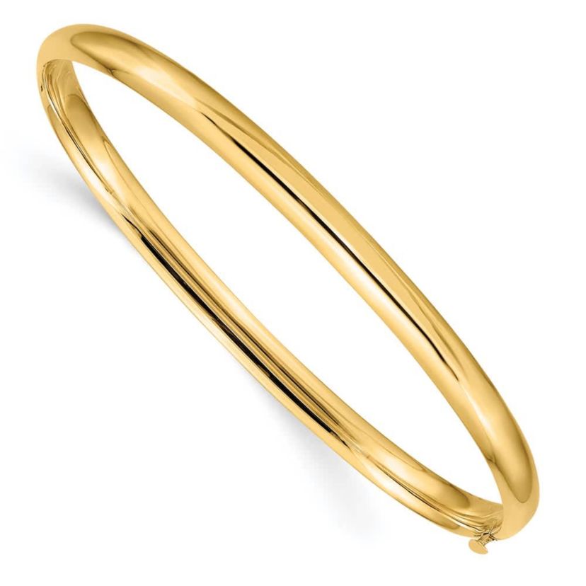 14K Yellow Gold 3/16 Oversized High Polished Hinged Bangle Bracelet