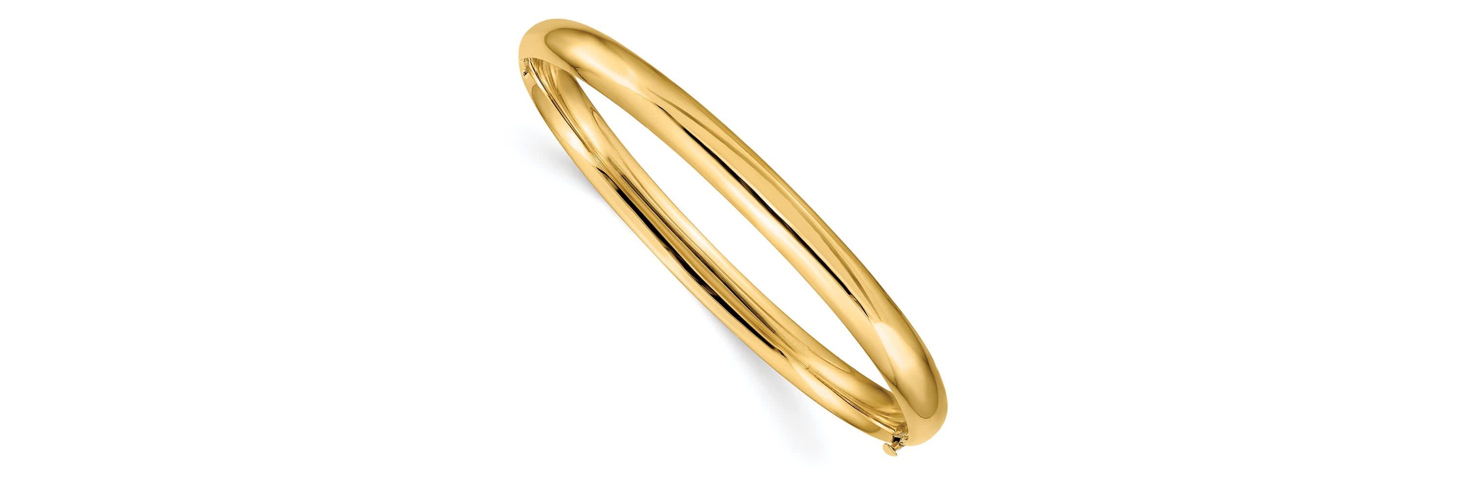 14K Yellow Gold 4/16 High Polished Hinged Bangle Bracelet