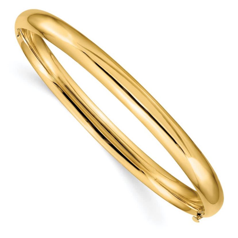 14K Yellow Gold 4/16 High Polished Hinged Bangle Bracelet