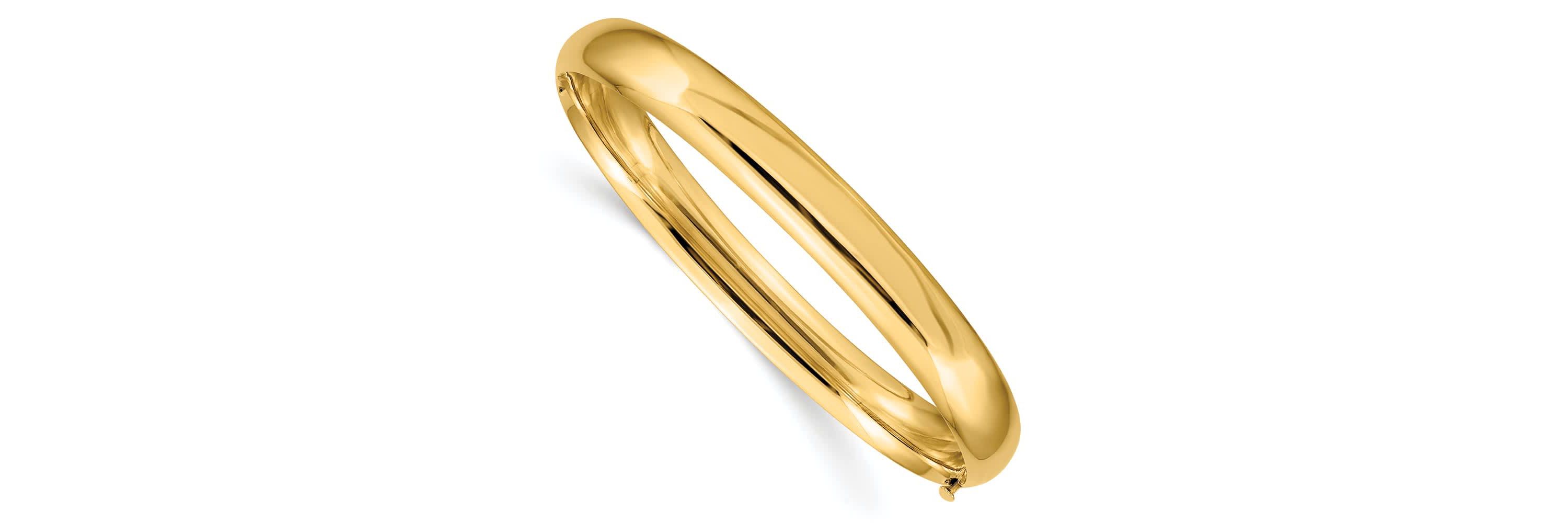 14K Yellow Gold 5/16 High Polished Hinged Bangle Bracelet