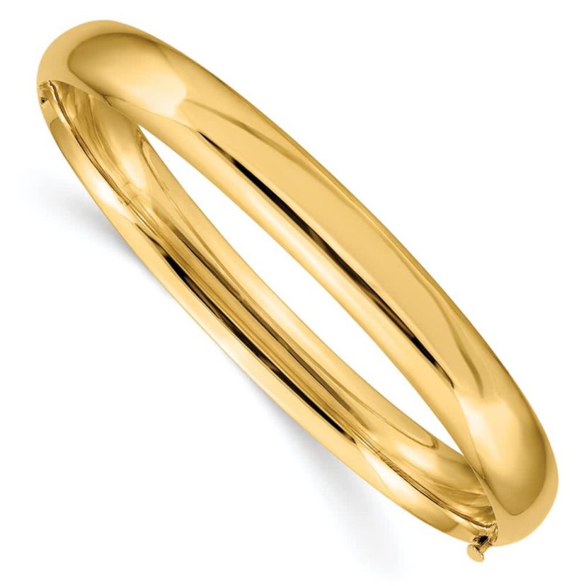 14K Yellow Gold 5/16 High Polished Hinged Bangle Bracelet