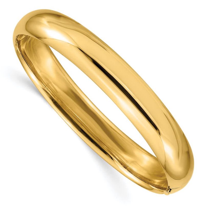 14K Yellow Gold 7/16 High Polished Hinged Bangle Bracelet