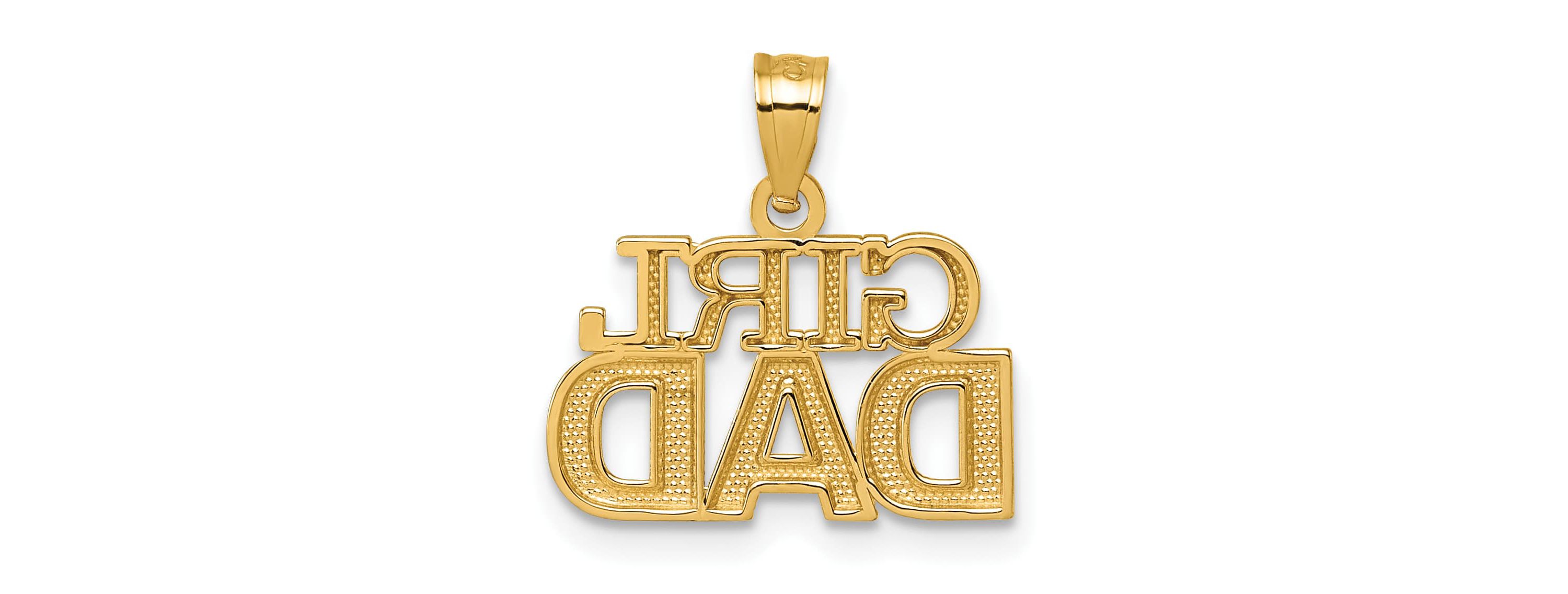 14K Yellow Gold Polished GIRL DAD Pendant